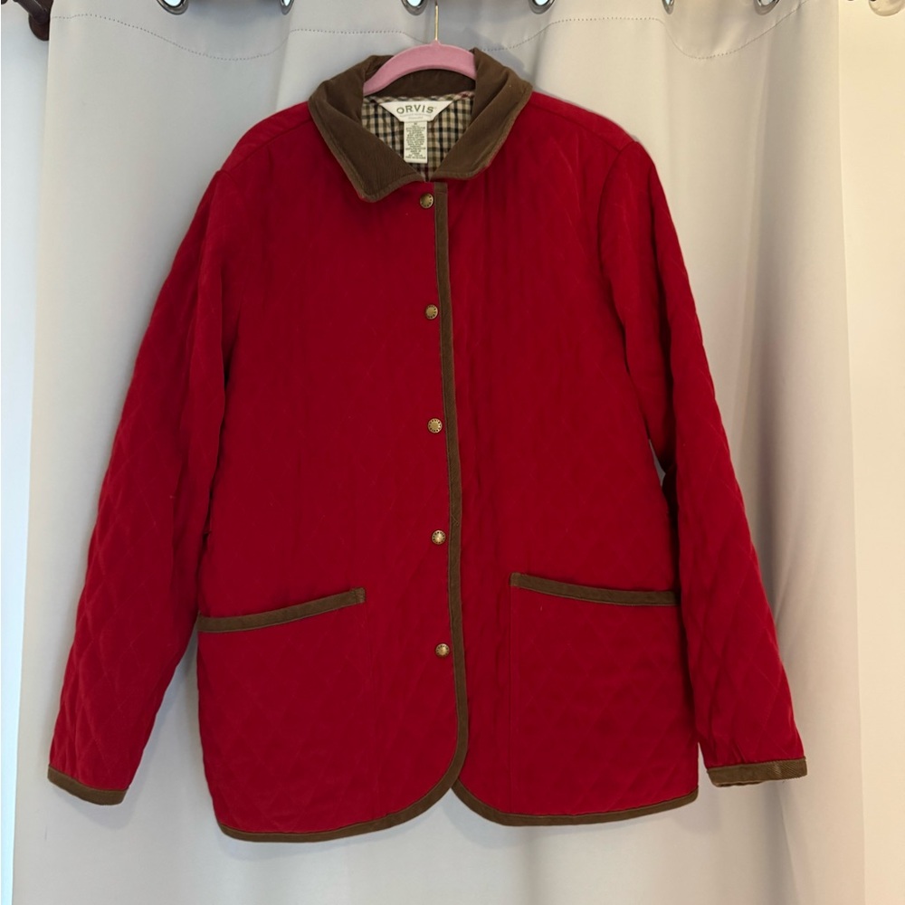 Orvis Women’s Quilted Barn Jacket Red Medium Chore Coat